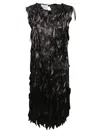 Prada Ribbon Detail Belted Midi Dress In Black