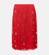 Prada Eyelet-embellished Fringe Skirt In Rot