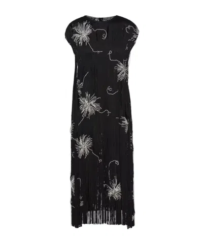 PRADA EMBROIDERED DRESS WITH FRINGE