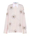 Prada Printed Poplin Oversize Shirt In Peach Color