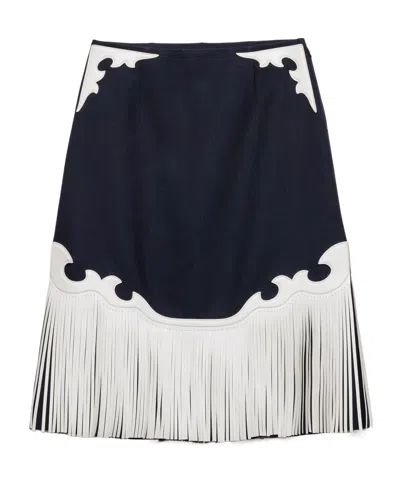 PRADA PRADA FRINGED ZIPPED MIDI SKIRT
