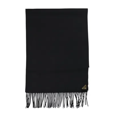 Prada Fringed Scarf In Black