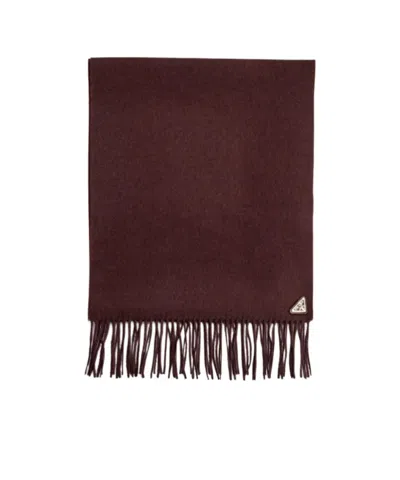 Prada Fringed Scarf In Brown