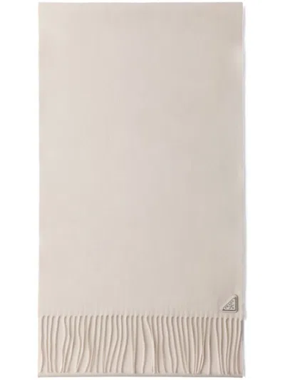 Prada Fringed Scarf In Nude