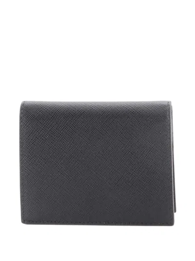 Pre-owned Prada Frog Wallet Leather Compact Small Wallets In Black
