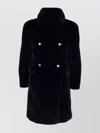 Prada Front Double-breasted Gold-tone Buttons Coat In Black