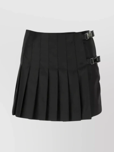 Prada Front Pleated Mini Skirt In Black