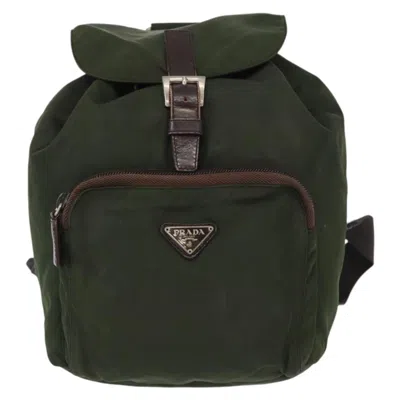 Pre-owned Prada Front Pocket Backpack Tessuto Khaki Nylon Backpack Bag () In Brown