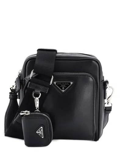 Pre-owned Prada Front Pocket Leather Small Crossbody Bag In Black