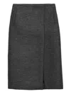 Prada Womens Grey Rush Stitch Virgin-wool Knee-length Skirt In Black