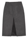 Prada Wool Skirt With Front Slit In Gray
