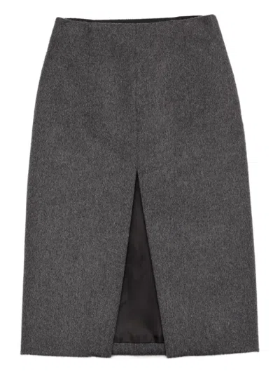 PRADA FRONT-SLIT WOOL MINI SKIRT