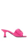 Prada Logo Plaque Padded Heeled Sandals