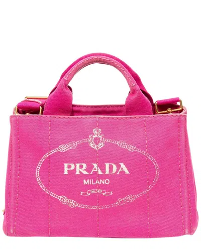 Prada Fuchsia Pink Canapa Canvas Small Tote (authentic Pre-loved)