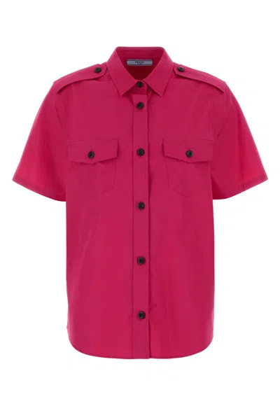 Prada Fuchsia Poplin Shirt In Pink