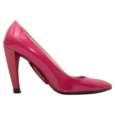 Pre-owned Prada Fuchsia  Patent Leather Pumps Size 39.5 In Pink