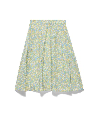 Prada Full Floral Print Re-nylon Skirt In Green