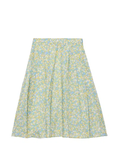 Prada Full Floral Print Re-nylon Skirt In Multi