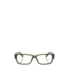 Prada 57mm Rectangular Optical Glasses In Green