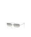 Prada Silver Grey Mirror Rectangular Ladies Sunglasses Pr A60s 1bc80g 59 In Gray