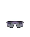 Prada Ps A03s 141mm Mirrored Rectangular Sunglasses In Matte Black