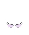 Prada Womens Black Pr B50s Rectangle-frame Metal Sunglasses In Purple