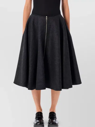 Prada Charcoal Wool Skirt In Black