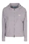 Prada Striped Poplin Blouson Jacket In Blue