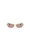 Prada Angular Geometric Frame Sunglasses With Tortoiseshell Temples In Golden