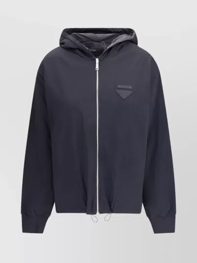 Prada Functional Reversible Hooded Jacket In Blue