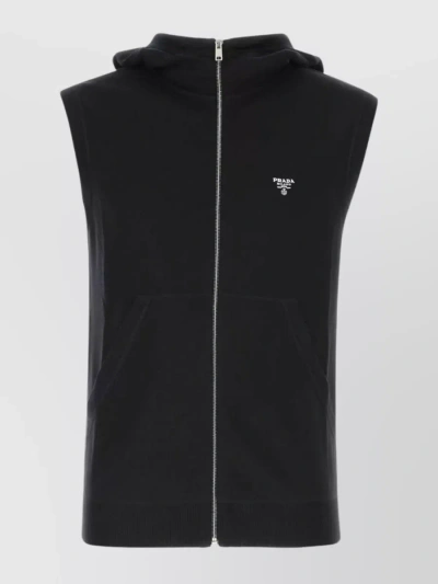 Prada Functional Sleeveless Hooded Jacket In Black