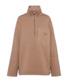 Prada Funnel-neck Cotton Sweatshirt In Brown