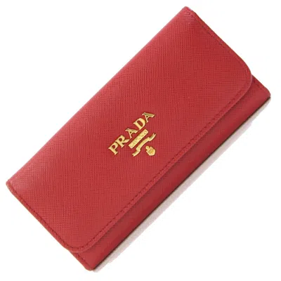 Pre-owned Prada Fuoco Color Saffiano Metal Keycase () In Multi