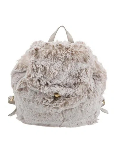 Pre-owned Prada Fur Backpack In Neutral
