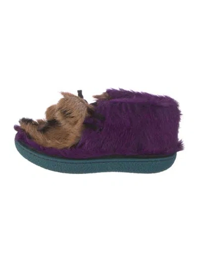 Pre-owned Prada Fur Boots In Purple