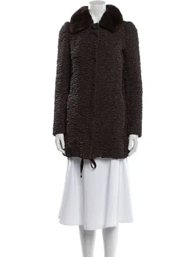 Pre-owned Prada Fur Coat In Brown