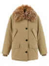 Prada Fur Collar Jacket In Neutral