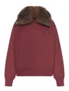 Prada Fur-collar Sweatshirt In Red
