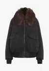 Prada Blouson Jacket With Shearling Collar In Black