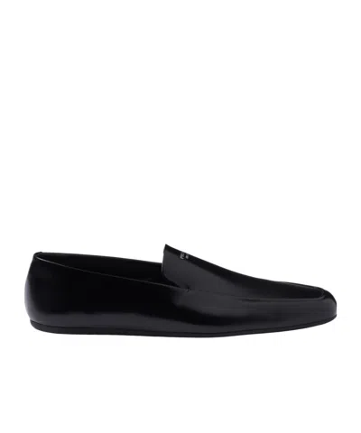 Prada Logo Loafer Shoes In Black