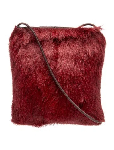 Pre-owned Prada Fur Messenger Bag In Burgundy