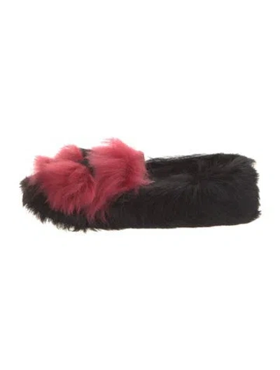 Pre-owned Prada Fur Moccasins In Black
