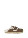 Prada Suede Shearling Cozy Loafer Mules In Brown