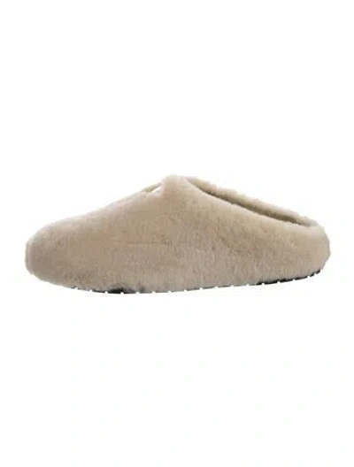 Pre-owned Prada Fur Mules In Neutral