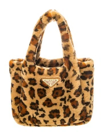 Pre-owned Prada Fur Padded Tote Small W/ Tags In Multi