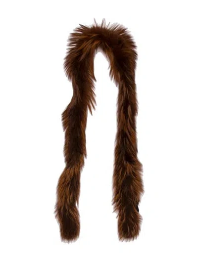 Pre-owned Prada Fur Scarf In Brown