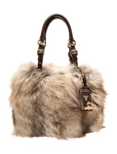 Pre-owned Prada Fur Shoulder Bag In Neutral
