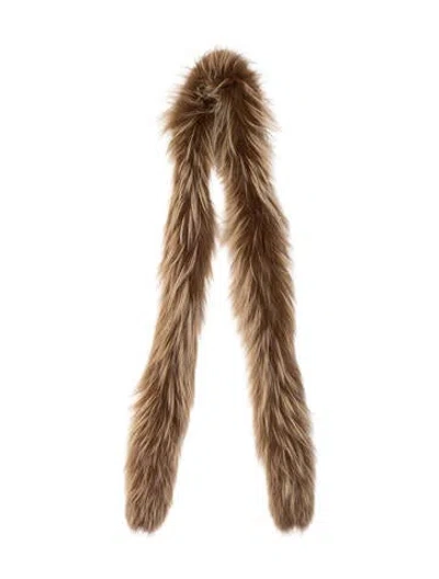 Pre-owned Prada Fur Striped Scarf In Brown
