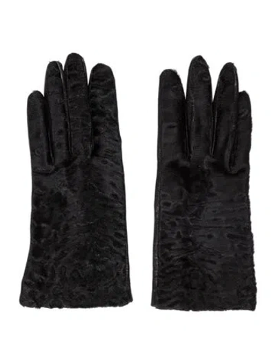 Pre-owned Prada Fur Winter Gloves In Black