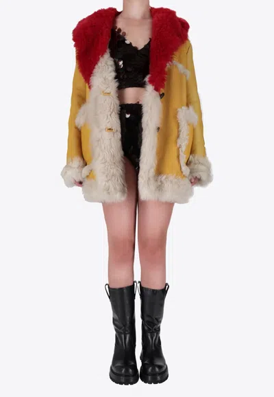 PRADA FUR-TRIMMED COAT